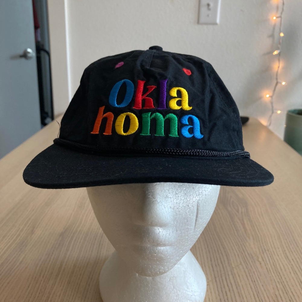 Unbranded Hat Men OS Black Oklahoma Rainbow Vintage Style Rope Snapback Cap